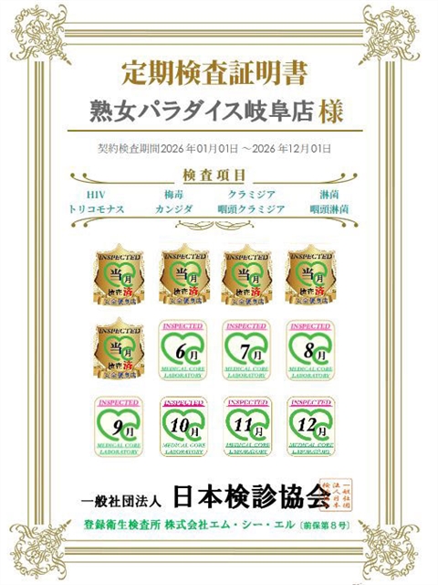 定期検査実施優良店