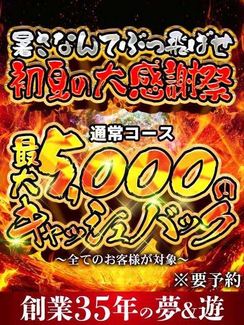 最大5000円キャッシュバック‼︎  (夏の大感謝祭)