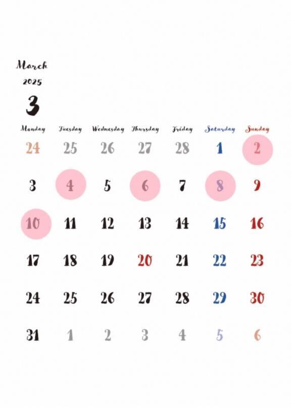 3月前半の予定です&#9825;&#9825;