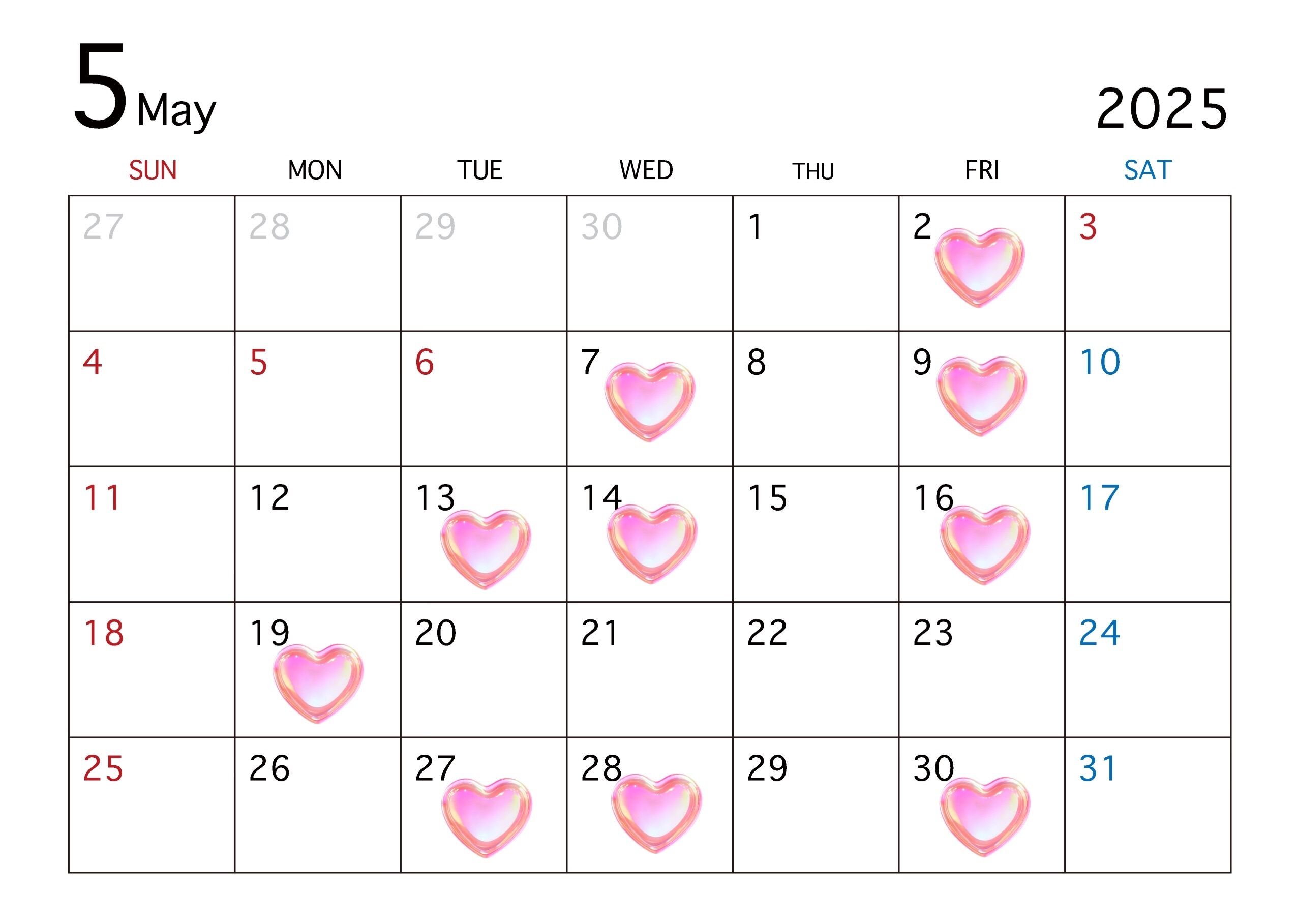 5月の出勤予定です&#10084;&#65038;