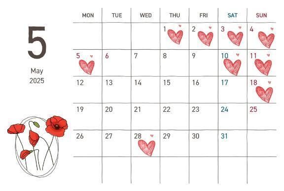 &#9825;5月出勤予定&#9825;