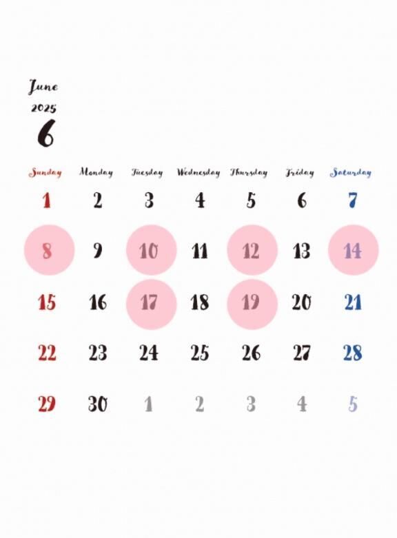 ６月の予定です&#9825;&#9825;