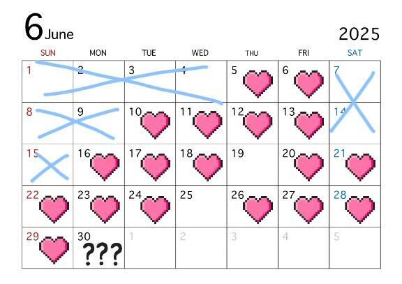 6月の出勤予定&#9825;&#9825;