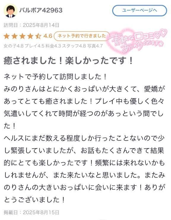 【お礼写メ日記】
