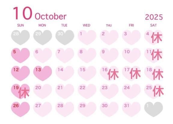 10月出勤カレンダー&#9825;