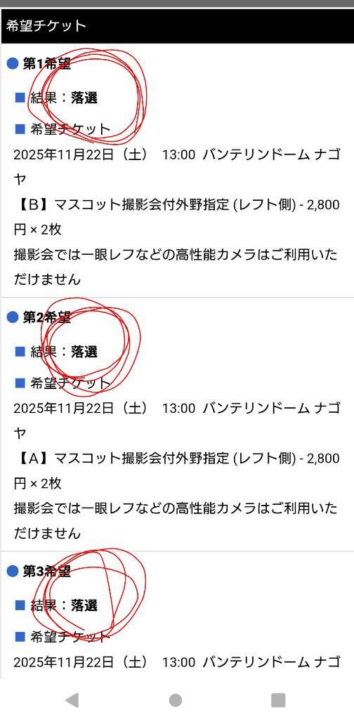 落選…