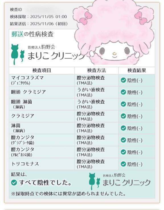 性病検査してきました