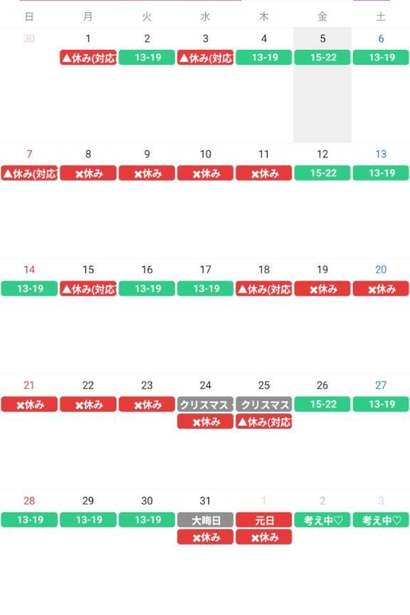 年内の予定の予定