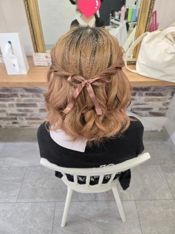 &#127872;茶色リボン×ハーフアップ&#127872;