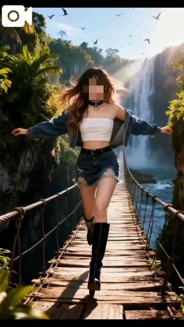 りな-【AI】古い橋ではしゃぐ私🌁